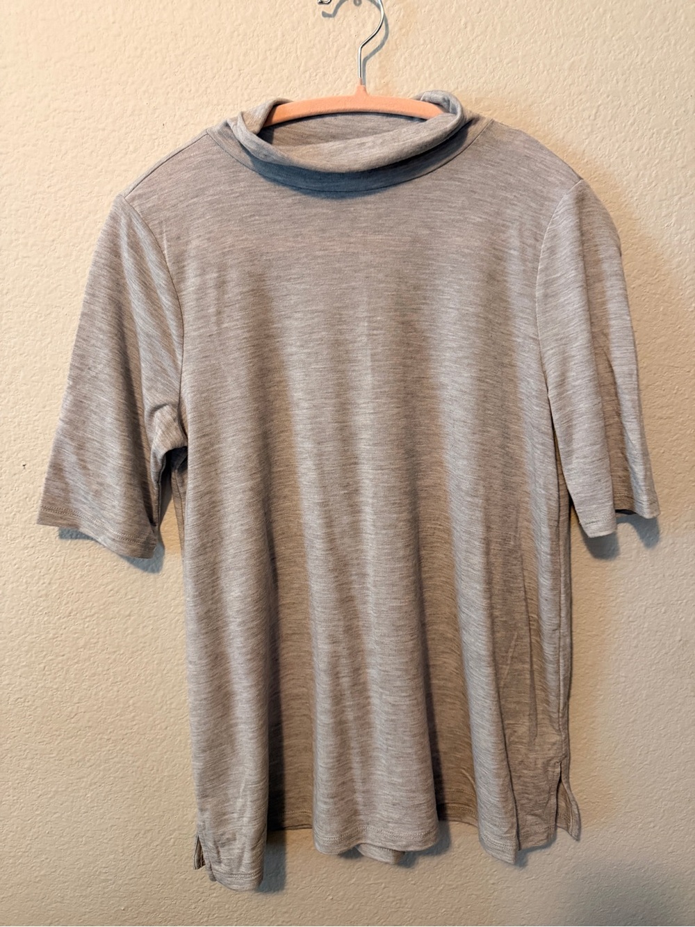 LOFT Light Gray Short-Sleeve Turtleneck Tee